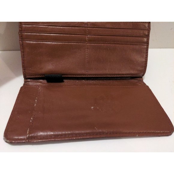 Via Piaggi Wallet Brown Top Grain Faux Leather Large Wallet Card Insert Pockets - Picture 6 of 7